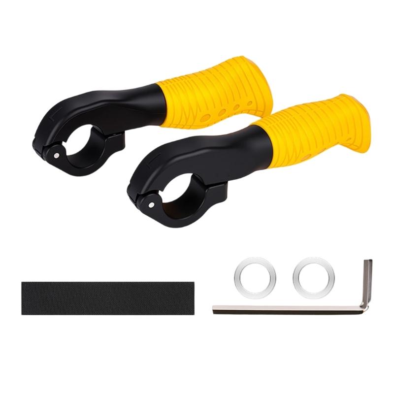 Ergonomic Bike Handlebars End Grips Cycling Comfortable Light weight Bicycles Bar Ends for Mountain Bike Cycling жёлтый
