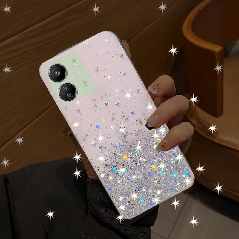 Phone Case For Xiaomi Redmi 13C Luxury Glitter Bling Sequins Soft Phone Cases For Xiaomi Redmi 13C 13 C Shockproof Clear Back Cover Shell