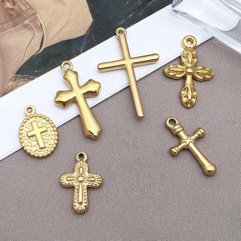 2Pcs Stainless Steel Charms Pendants For Cross Charms For Jewelry Making Supplies Christ Bracelet Necklace Earrings Accessories