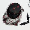 Wide Border Witch Hat Flower Decorative Hat Skull Pattern Hat Vintages Look Hat for Dress Up Event