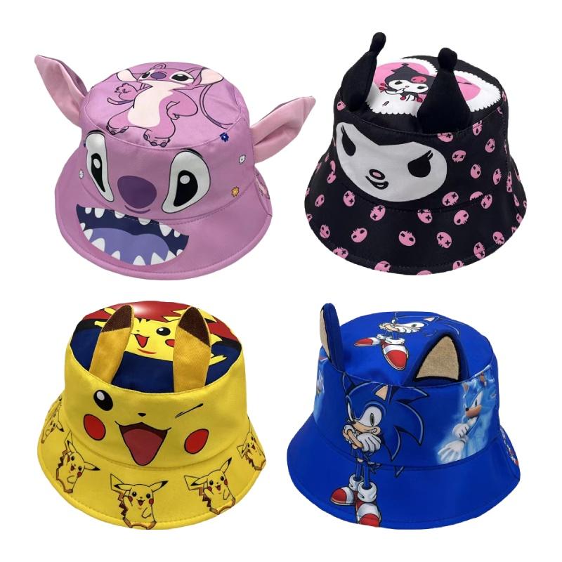Sombrero de Pescador Pikachu para Niños con Estampado de Dibujos Animados Para Protección Solar y Estilo Azul