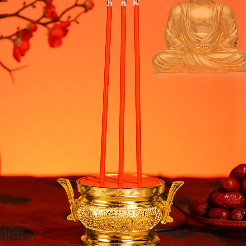 LED Smokeless Incense Burner: Buddha Offering Candle Holder for Household Worship and Festivals
