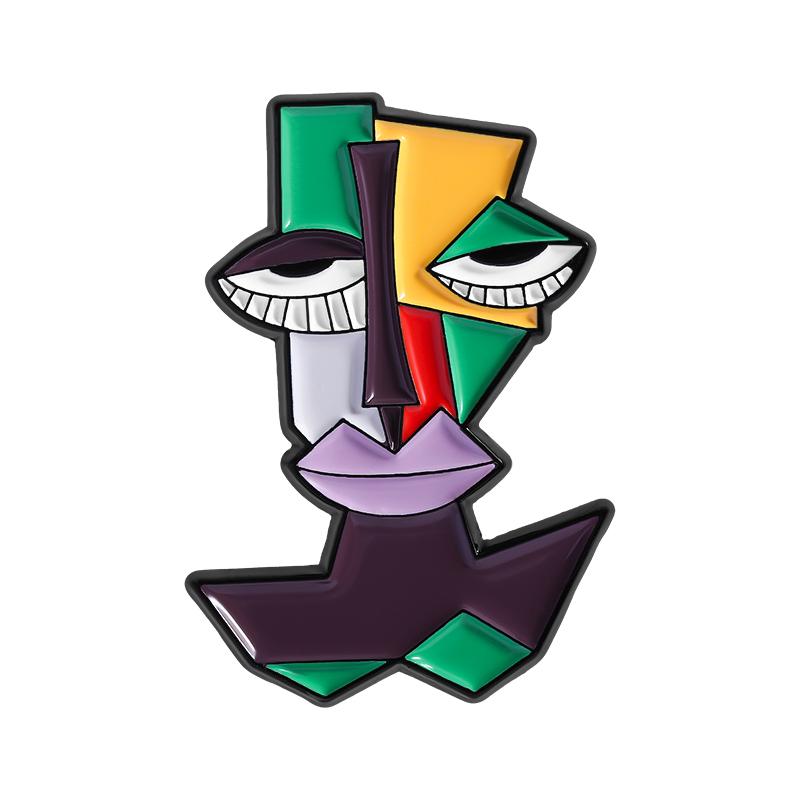 Contemporary Abstract Picasso Art Painting Enamel Pins Geometric Dog Cat Bear Brooches Lapel Badge Jewelry Gifts for Friends