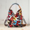 Fashionable Women's Bag Genuine Leather Patchwork Personalized Bag, Color-matched Casual Women's Bag Single-shoulder Bag
