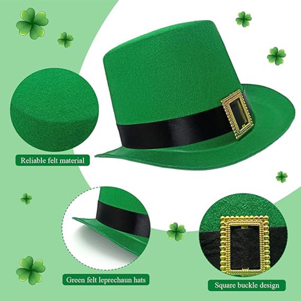 Unisex St. Patrick's Day Green Hat Felt St. Patrick's Day Costume Leprechaun Hat  Irish Day Party