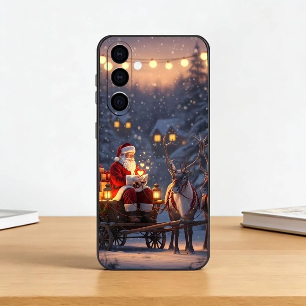 Christmas Santa Claus Phone Case Black Silicone Soft For Samsung Galaxy A73,A72,A71,A70,A53,A52,A51