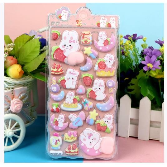 3D DIY Cartoon PVC Elastic Stickers Cute Hip Stress Relief Decorative Stickers for Phone Cases Stationery Daily Use