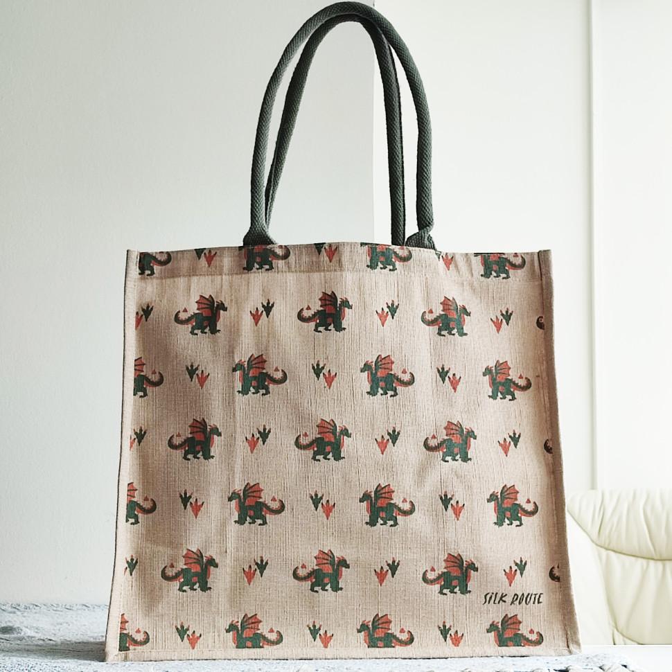 

Jute Shopping Bag Eco Shopper Beach Bag SRBG-18 Dragon