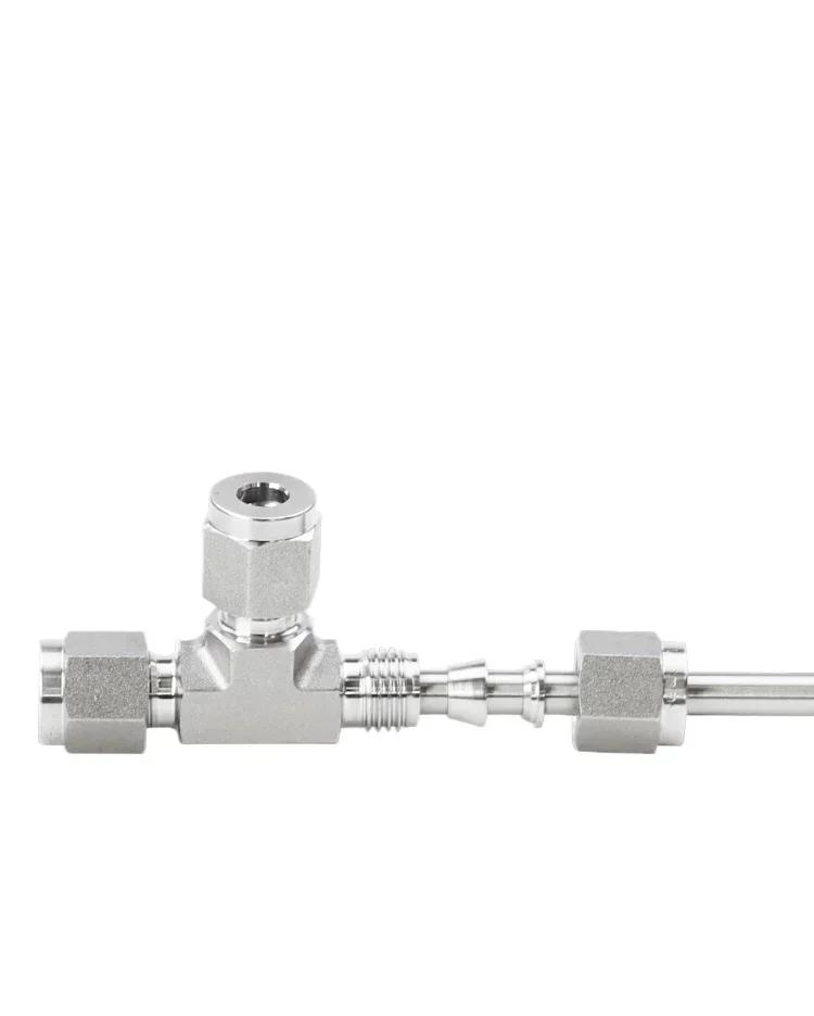 3-25mm 1/8-1" Inch Tube OD Compression Uino 316L Stainless Steel Forged Tee 3 Ways Pipe Fitting Connector With UNF Thread Nut