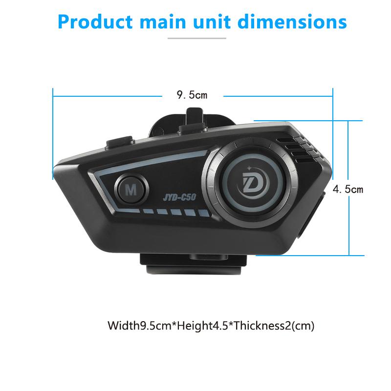C50 Motorcycle Helmet Headset Bluetooth 5.4 Handsfree Call Wireless Noise Reduction Waterproof Headphone with RGB Light Earphone