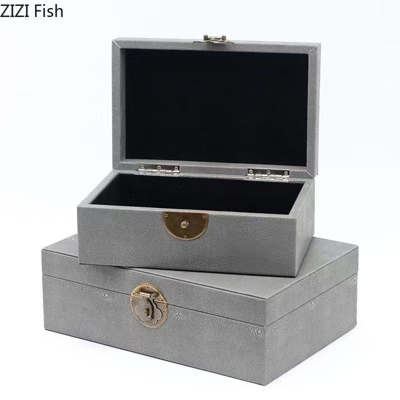 Chinese Style Lock Buckle Jewelry Boxes Leather Cosmetic Jar Dresser Table Desk Decoration Home Exquisite Jewelry Storage Jar