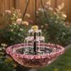 Solar Cascade Hanging Bird Bath Fountain, Solar Water Pump Three-Tiered Bird Bath Tub , Hanging Hook for Garden Patio Wildlife