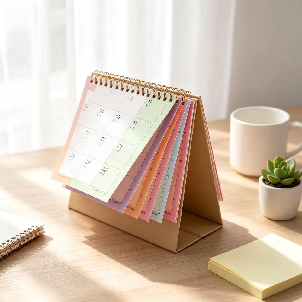 Morandi Color 2027 Desk Calendar Paper Flip Calendar Durable Academic Planner Desktop Decoration