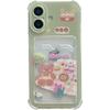 Cute Cartoon Bear Flowers Cake Wallet Card Slot Clear Soft Phone Case Compatible with iPhone Case (Clear,for iPhone 14 Plus)