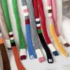 Striped Color Matching Striped Scarf Thin And Narrow Rainbow Color Scarf  For Women