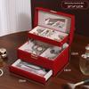 Minimalist High-end Jewelry Storage Box Pu Multi-layer Multi-function Large-capacity Jewelry Box with Mirror and Lock