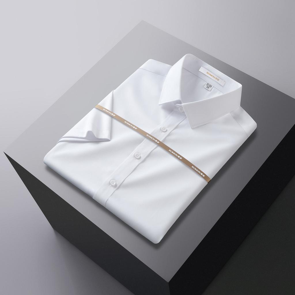 Summer New Bamboo Fiber Shirt Men's Short-sleeved Slim-fitting Non-iron Business Formal Wear Professional Work Clothes Suit White Shirt