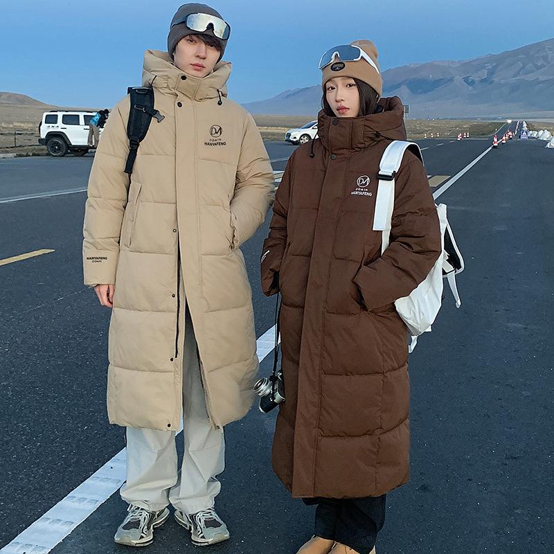 Down cotton-padded clothes women's long over-the-knee thickened loose new couples women's cotton-padded clothes, cotton-padded jackets winter