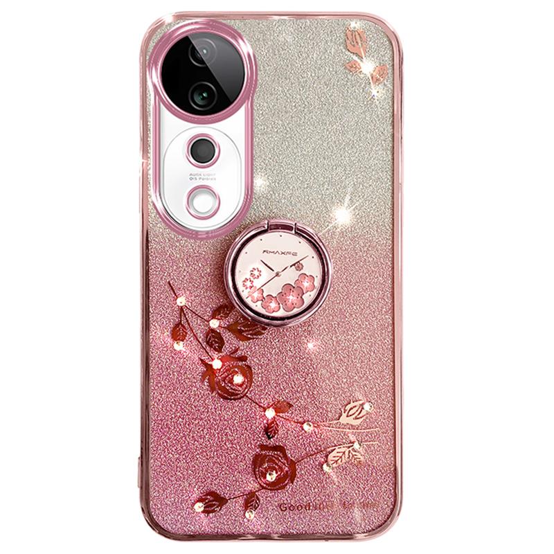 For Vivo S19 Pro 5G Case Ring Holder Cute Floral TPU Phone Cover Gradient