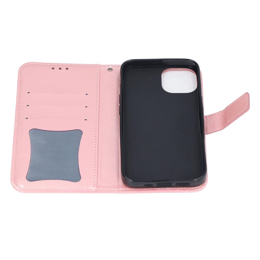 Phone Wallet Case With Card Slot Stand PU Leather Flower Embossed Protective Flip Cover for IPhone