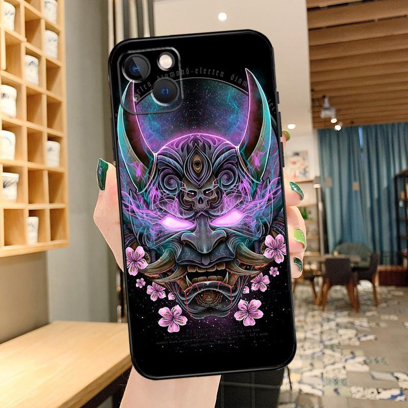 Oni Hannya Demon Mask Phone Case For iPhone 16 17 Pro Max 14 13 12 11 15 Pro Max mini 15 16 Plus 16e 17 Air Cover