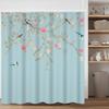 Vintage Bird Flower Shower Curtain With Hooks Artistic Peacock Floral Design Chinese Style Waterproof Polyester Bathroom Curtain