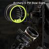 Bogenschießen 5-Pin Visier Aluminiumlegierung Präzise Verstellbarer Winkel Bogenschießen Compoundbogen Visier für Professionelle Anfänger