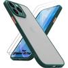Protective Case - Silicone - iPhone 14 Pro - Shockproof - Midnight Green - 2 Tempered Glass
