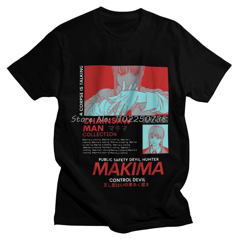

Warrior Denji T Shirt Men Short Sleeved Pure Cotton Tshirt Summer Anime Manga Makima Red Tee Tops Fashion Tshirt 3XL
