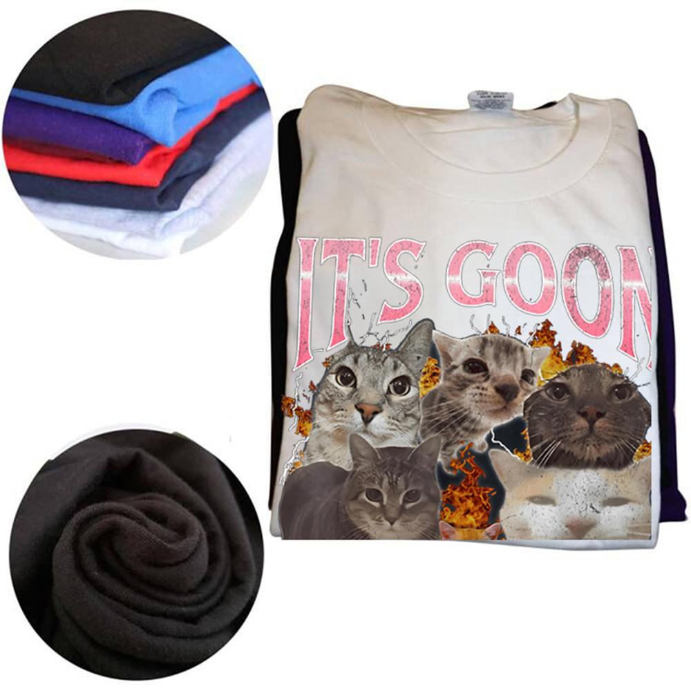 Lustiges IT's GOON O'CLOCK Katze Grafik T-Shirt Herren Damen Lässig Hip Hop Streetwear T-Shirt Baumwolle Kurzarm Übergroße Kleidung