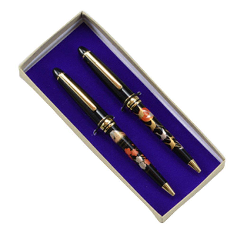 Higashide-shikki Premium Maki-e Ballpoint Pen Pair (Mt. Fuji & Crane) - Japanese Traditional Craft Gift