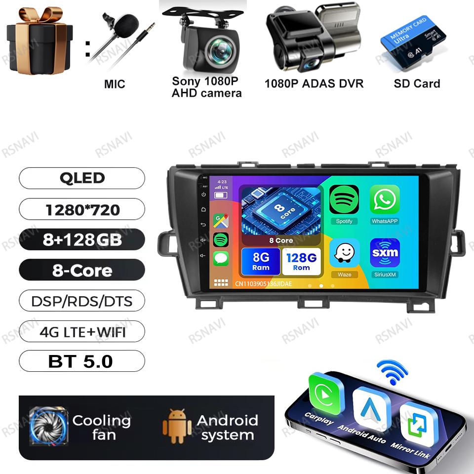 Car Radio Android 16 For Toyota Prius XW30 2009 - 2015 LHD BT DSP Viedo Player GPS Autoradio Multimedia 4G LTE QLED Head Unit