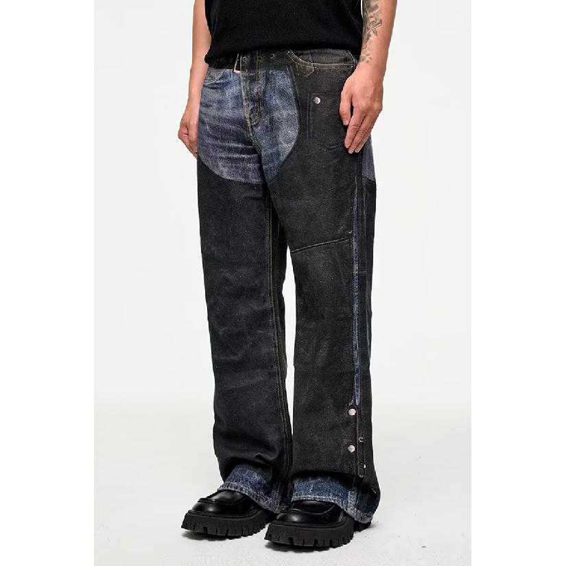 

Свободные повседневные брюки мужские корейские модные универсальные брюки широкие брюки длиной до пола 3XL чёрный