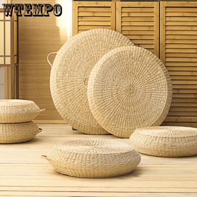 45/50/60cm Tatami Mat Dokuma Hasır Minder Yuvarlak Yoga Çemberi Yüksek Kaliteli Doğal Kamış Mat Zemin Minderleri Sandalye Minderi