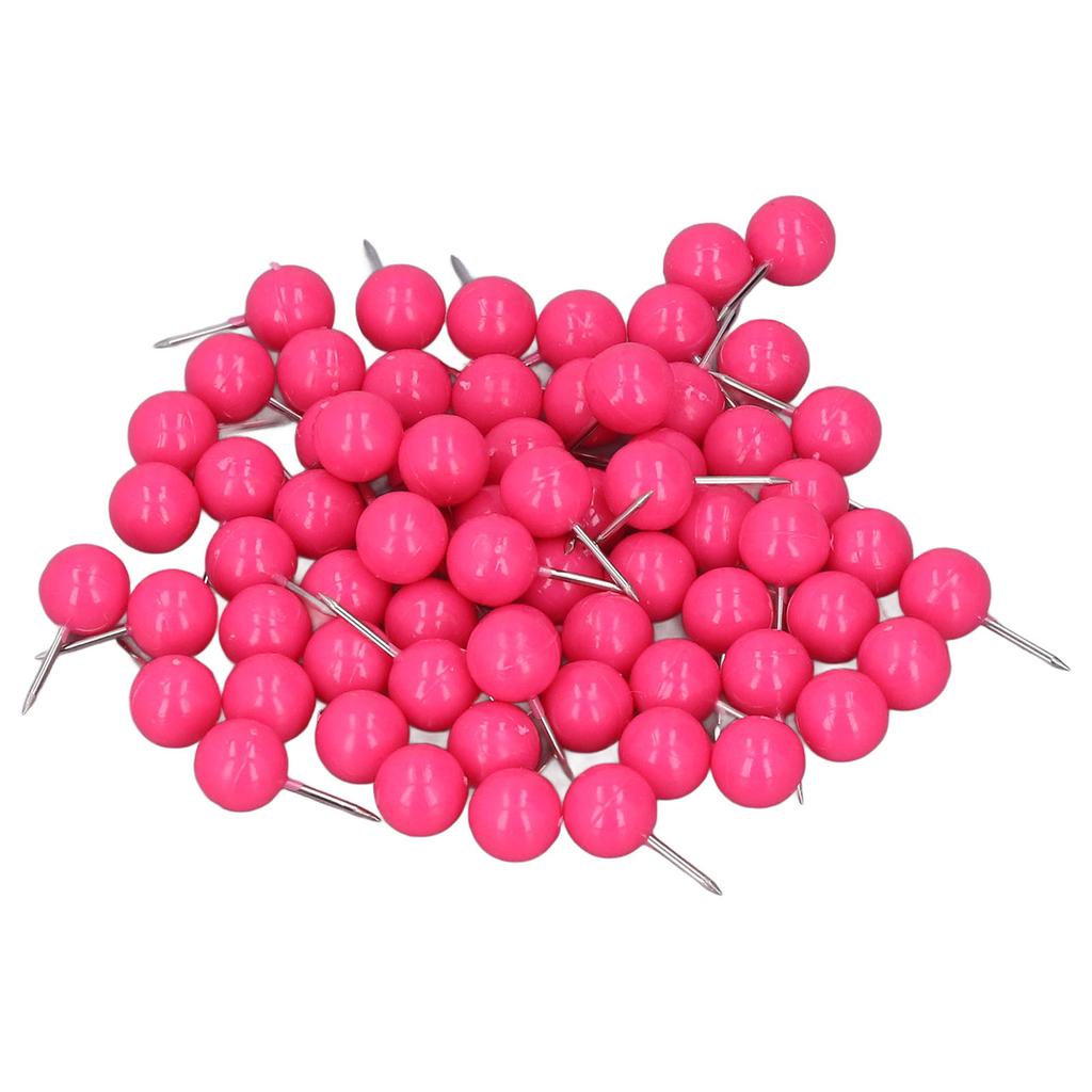 100Pcs Push Pins Map Tacks Steel Plastic Decorative Marking Pins for Cork Boards 9.5x20mm Rose Red