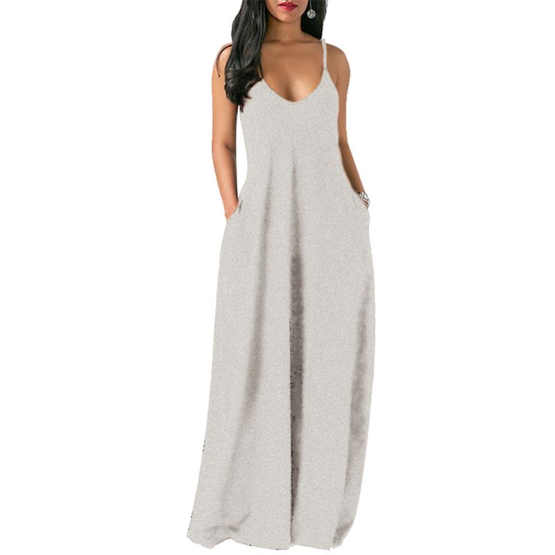 

Fashion Pocket V-Neck Female Loose Dress Fashion V Neck Female Loose Dress Grey 5XL