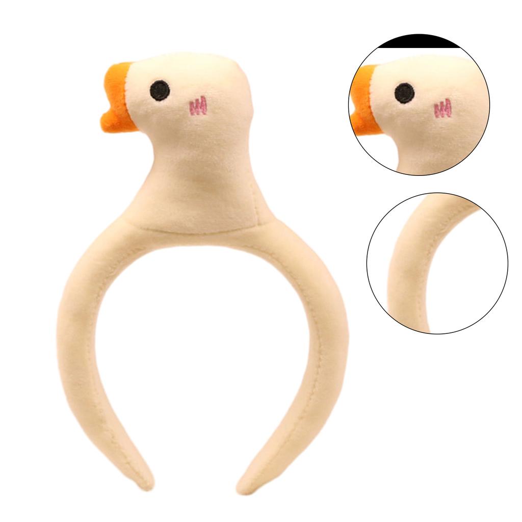 Cute 3D White Goose Headband Makeup Hair Hoop Stuffed Plush Duck Doll Animal Hairband Hair Accessories for Women Kids