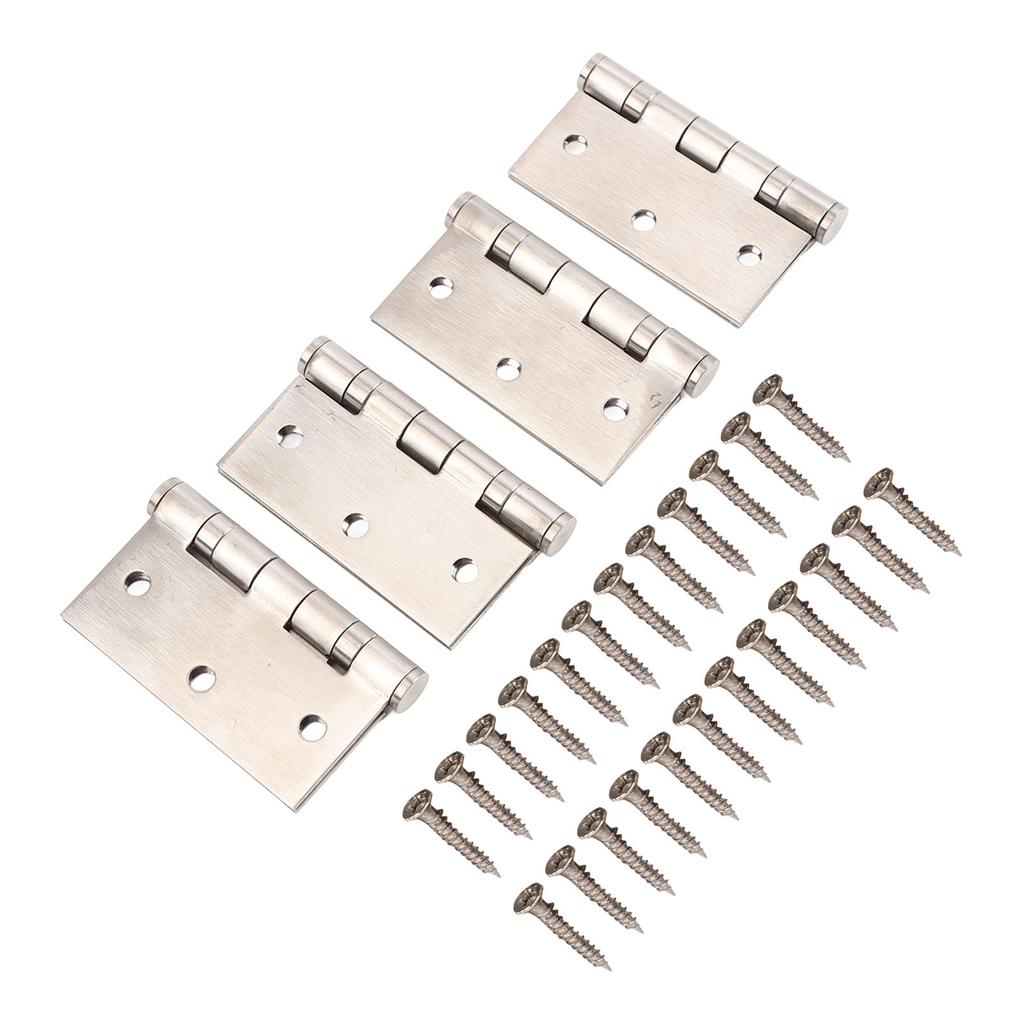 4 Stück Türscharniere Edelstahl Einbohrscharnier mit dickem Lager Eckig 24 Stück Schrauben für Holztüren Hotelzimmer