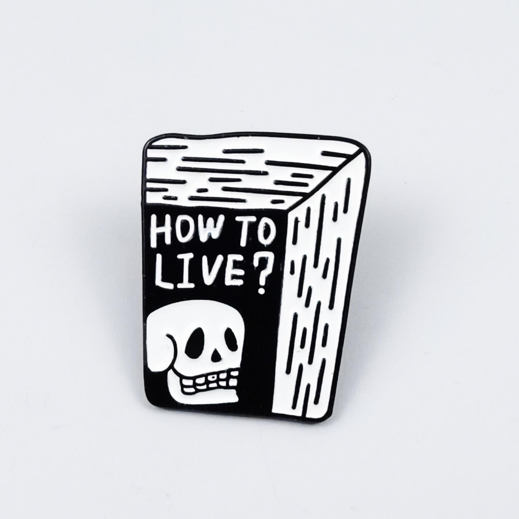 Custom Cartoon Skull Tombstone Brooch: Halloween Gift Accessory for Bags & Clothing