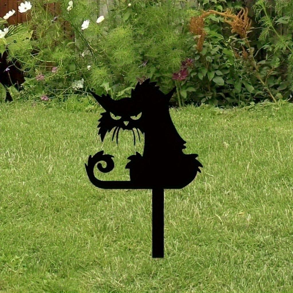 Halloween Ghost Cat Metal Garden Stake Spooky Silhouette Outdoor Yard Patio Decor Fall Display Ornament