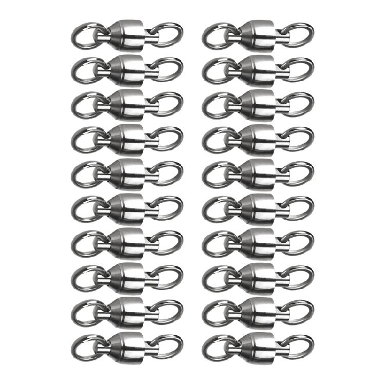 

20Pcs Rolling Swivels Barrels Swivels Connectors Bearing Fishing Swivels Metal Line Connector Saltwater Fishing Tackle срібний