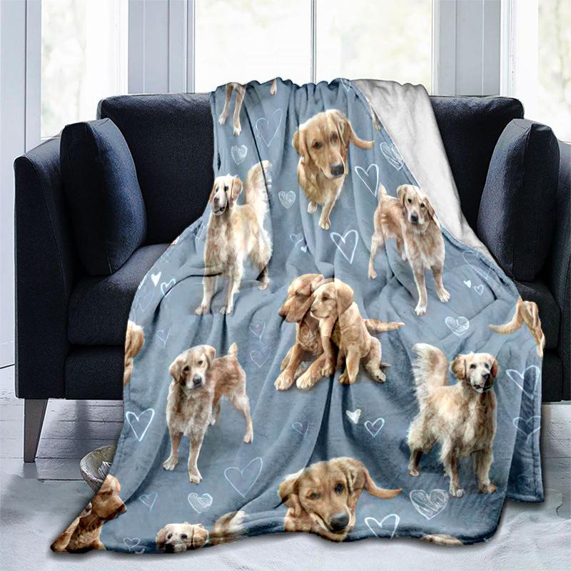 1PC Dog cute printed blanket, all season lightweight home office outdoor nap multifunctional blanket A15