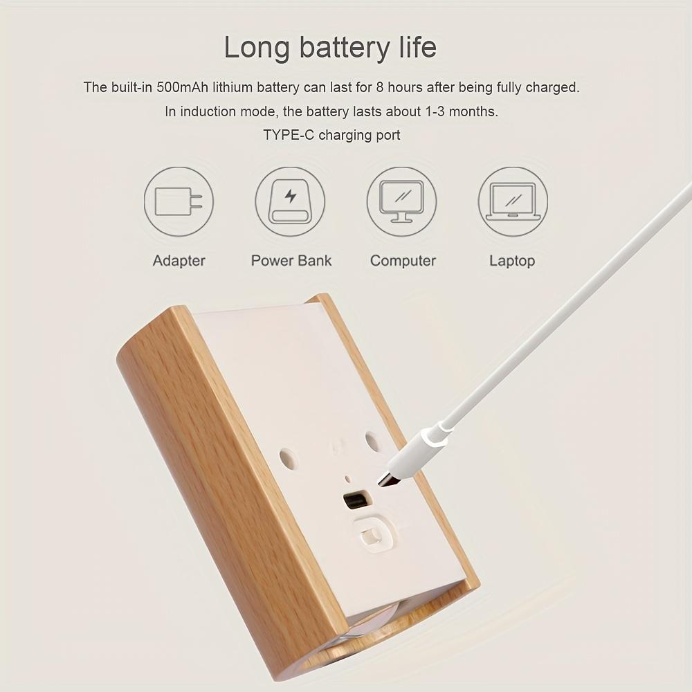 

1 шт. Стильный настенный светильник из цельного дерева, индуктивный светодиодный ночник с теплым свечением, питание от USB для легкой настройки и энергоэффективности