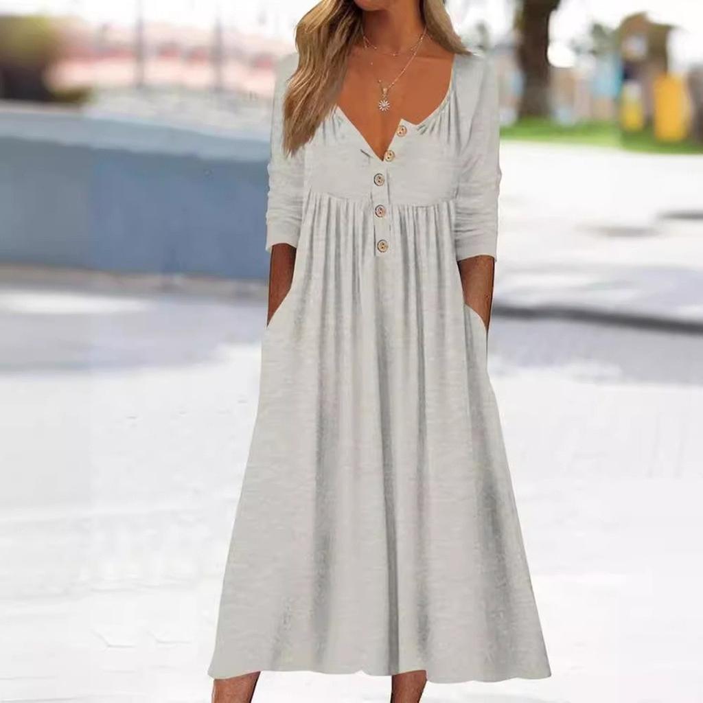 Women's Casual Long-sleeved Loose Solid-color Dress