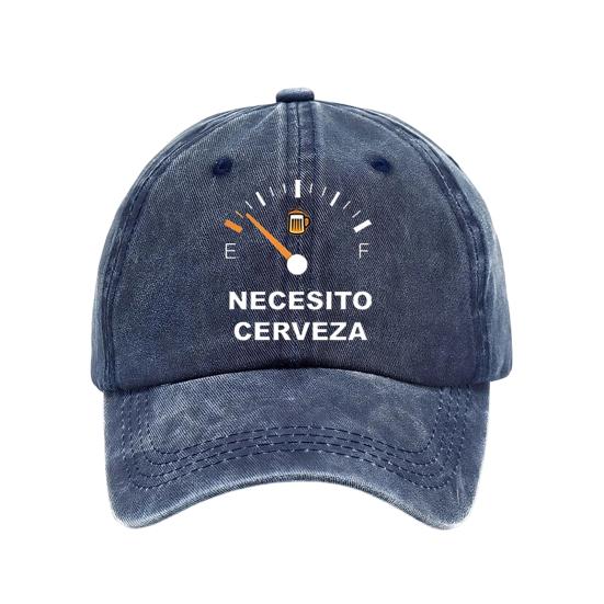 Embroidery Pattern Baseball Hat Adjustable Back Buckle Retro Distressed Style Baseball Cap Washed Cotton M темно-синий