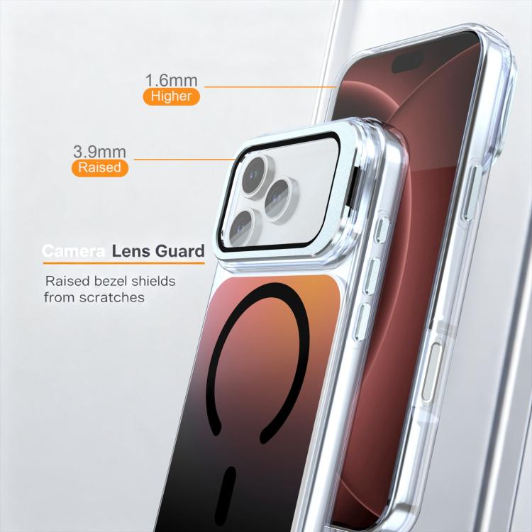 Gradient Discolor Lens Protector Magnetic Phone Case With Kickstand For iPhone 18 Pro Max, Raised Edge Wireless Charging Anti-Scratch Protective Cover