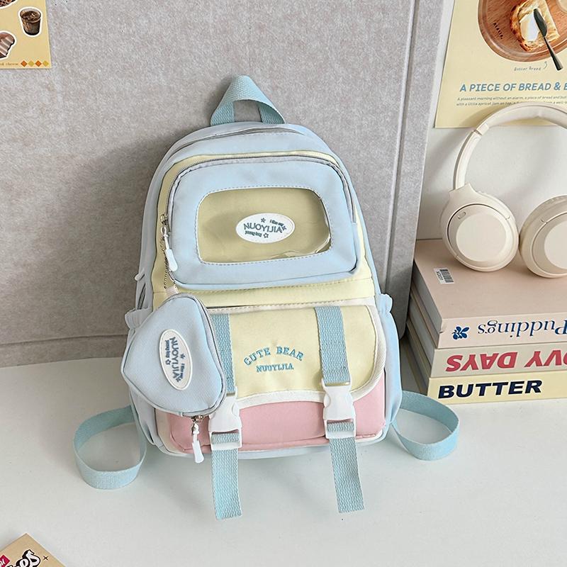 Girls Backpack Junior High School Student Backpack Color Contrast Student Schoolbag