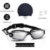 Professional Adult Racing Swim Set: Anti-Fog Silicone Goggles with Plated Waterproof Glasses