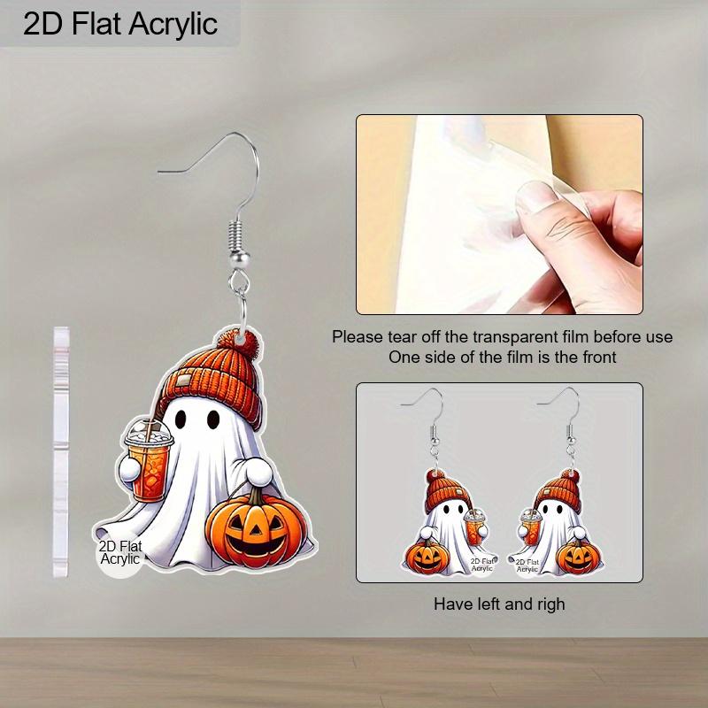 2D Flat Halloween Acrylic Earrings Decoration Cute Pumpkin Ghost Pattern Pendant Jewelry Ladies Holiday Gift