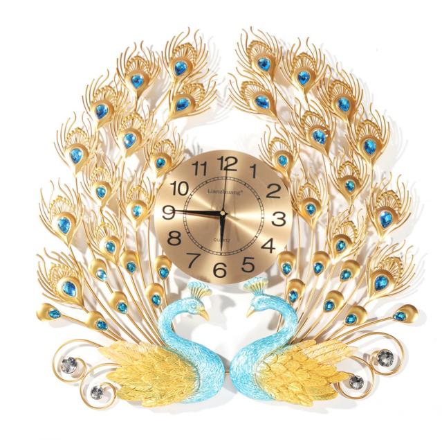 Home Wall Clock Simple Modern Peacock Clock Living Room Quiet Atmosphere Wall Clock Quartz Clock